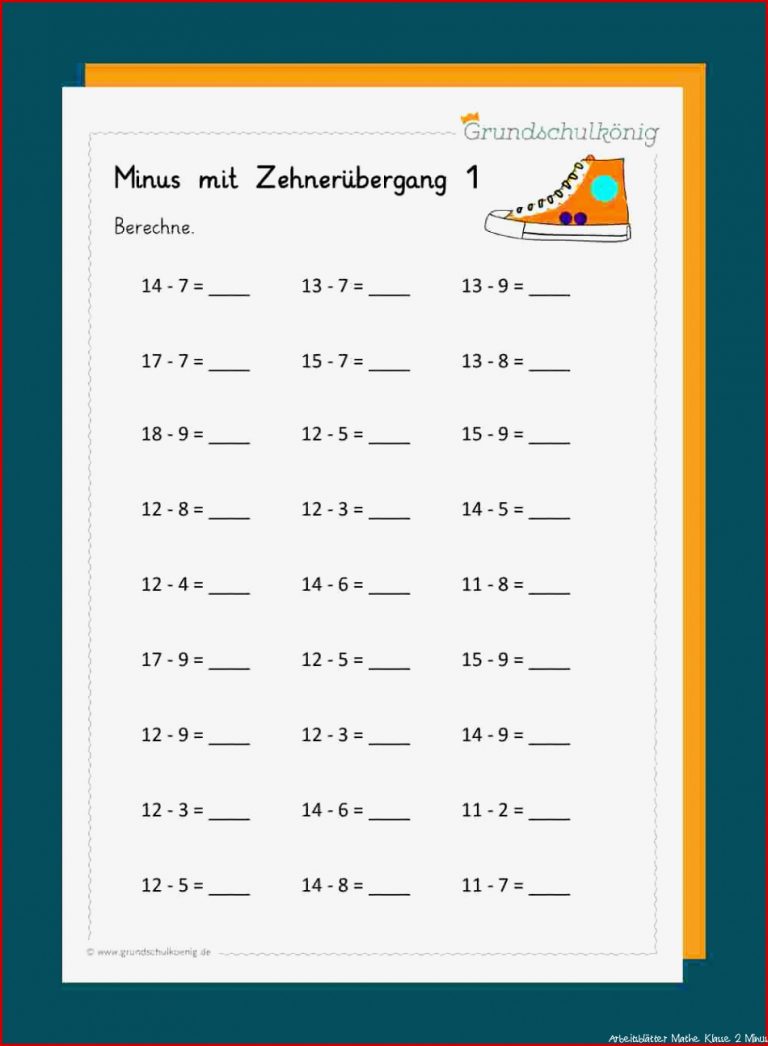 Subtraktion Mit Zehnerüberschreitung