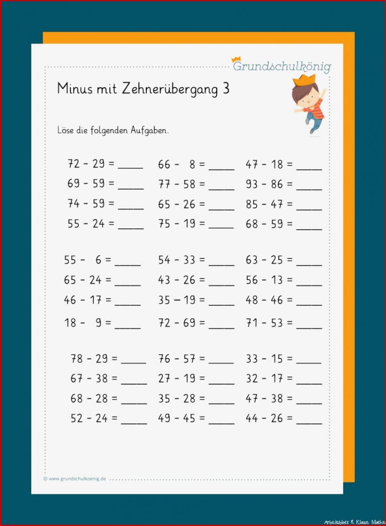 Subtraktion Mit Zehnerüberschreitung