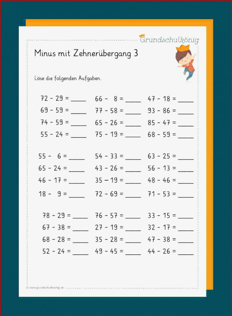 Subtraktion mit Zehnerüberschreitung