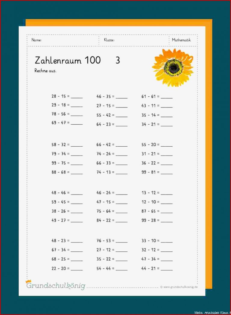 Subtraktion ohne Zehnerüberschreitung