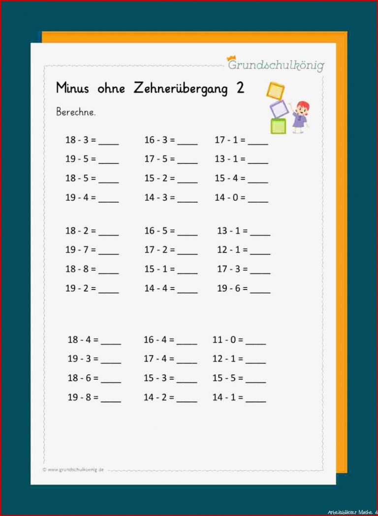 Subtraktion Ohne Zehnerüberschreitung