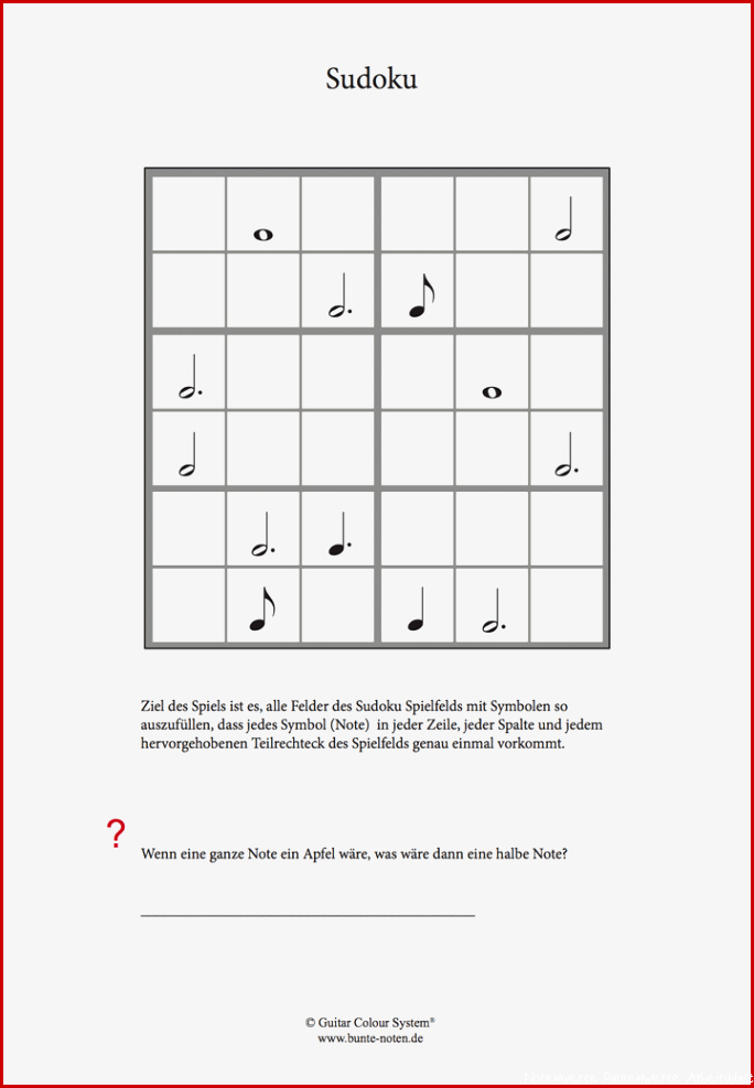 Sudoku Noten und Pausenwerte