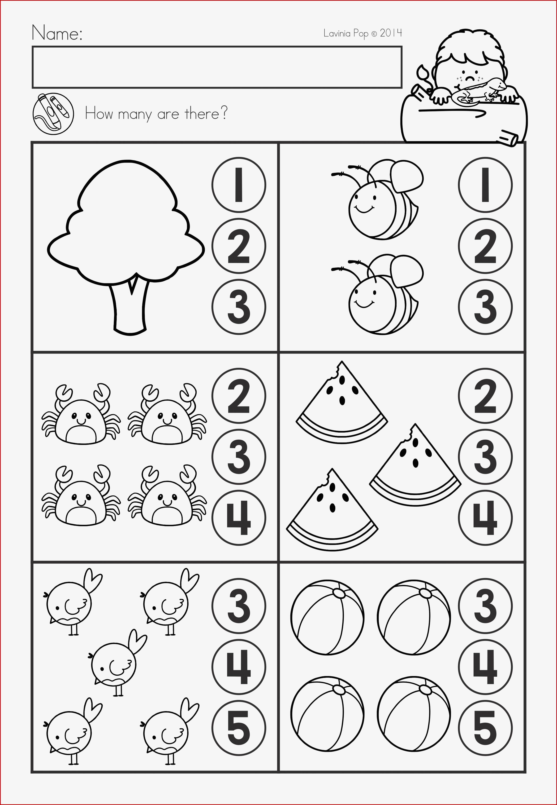 Summer Review Kindergarten Math & Literacy Worksheets