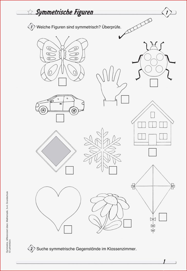 Symmetrie Grundschule Arbeitsblätter Worksheets