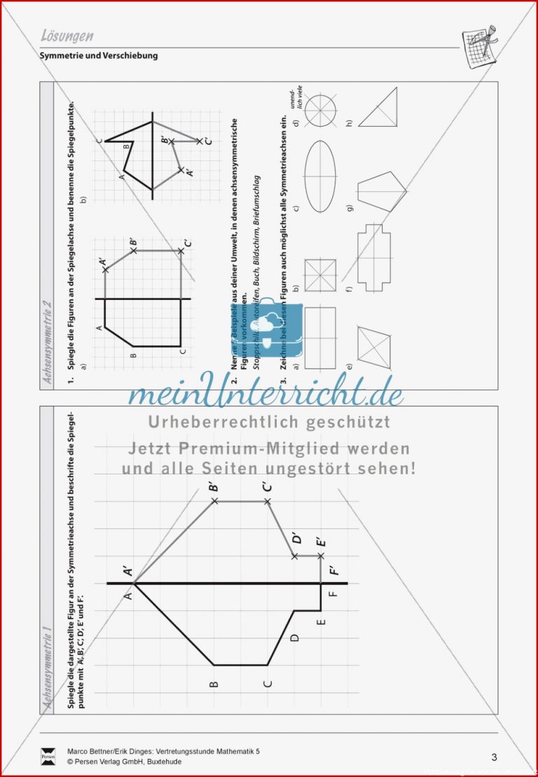 Symmetrie und Verschiebung Aufgaben zur Wiederholung und