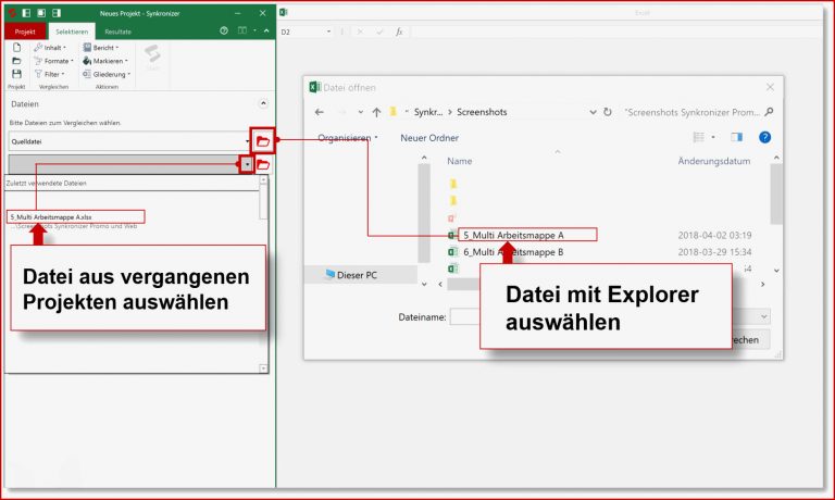 Synkronizer Excel pare Excel Tabellen zusammenführen