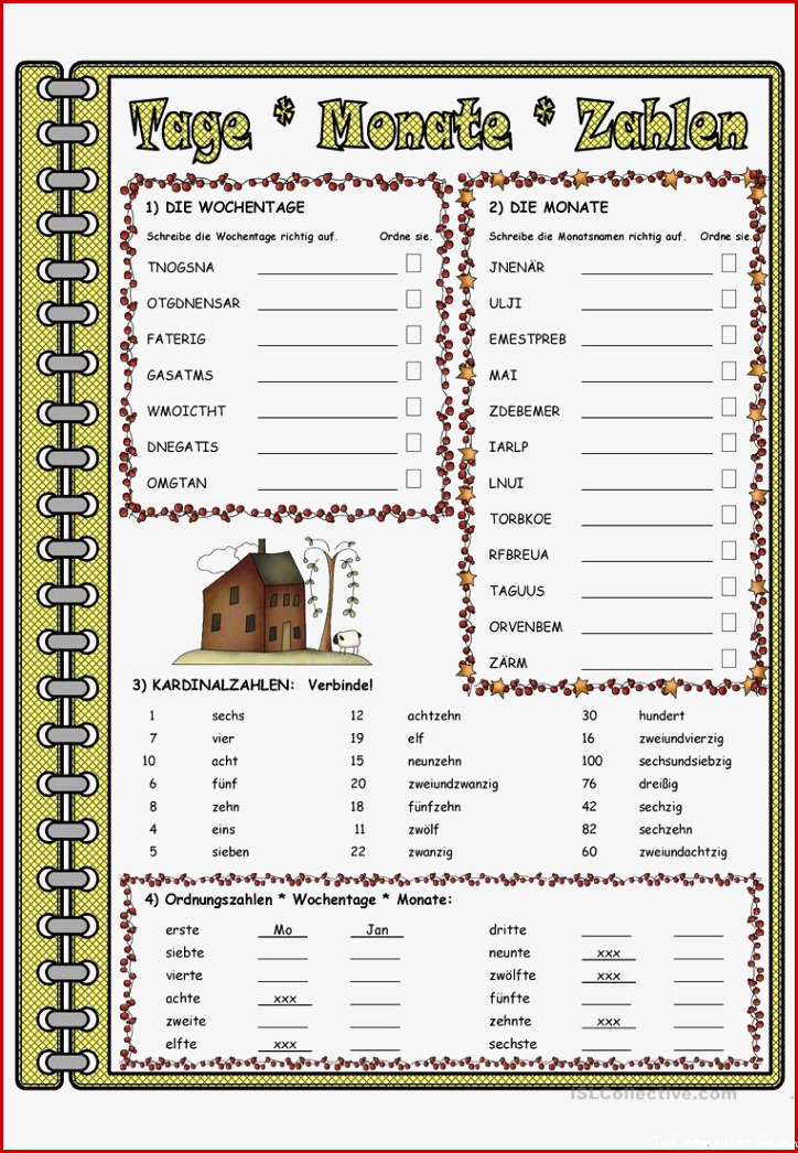Tage Monate Zahlen Übungen Deutsch Daf Arbeitsblatter