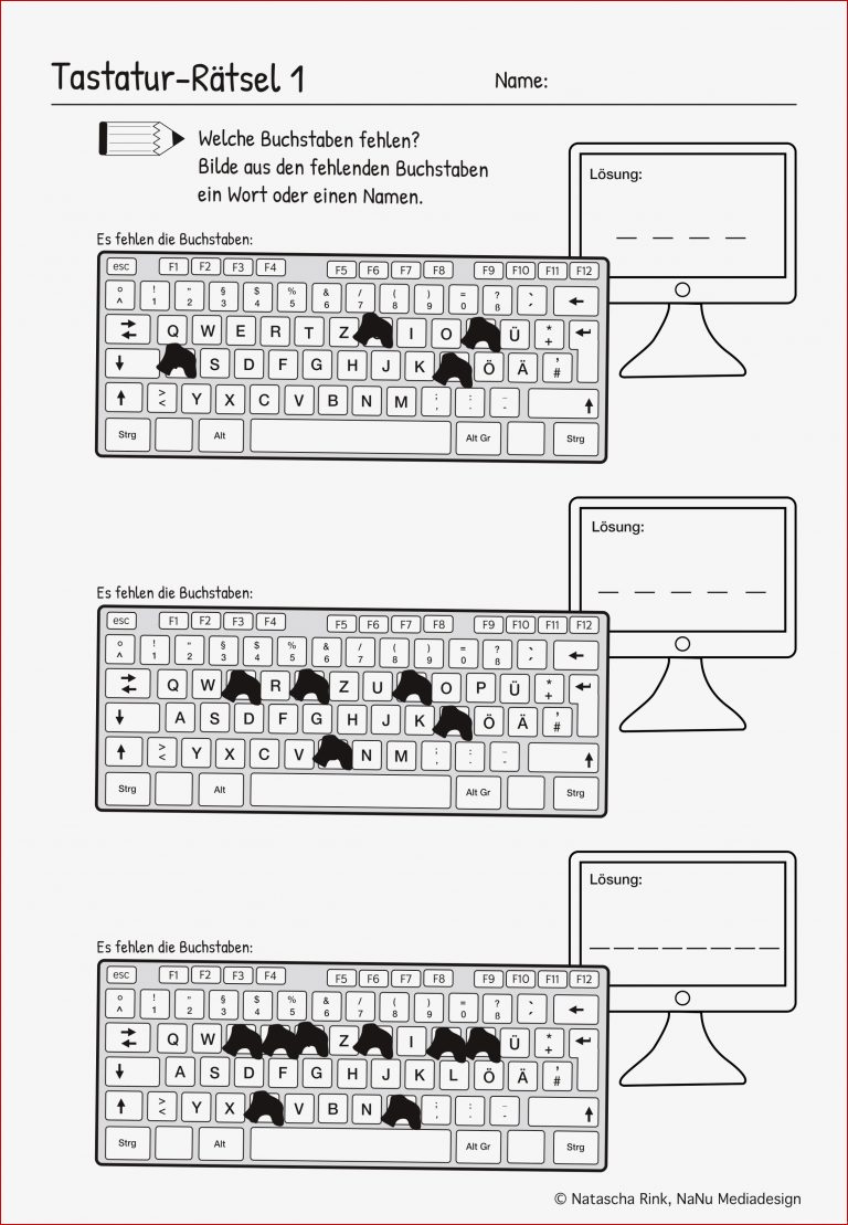 Tastatur Rätsel – Unterrichtsmaterial im Fach Informatik