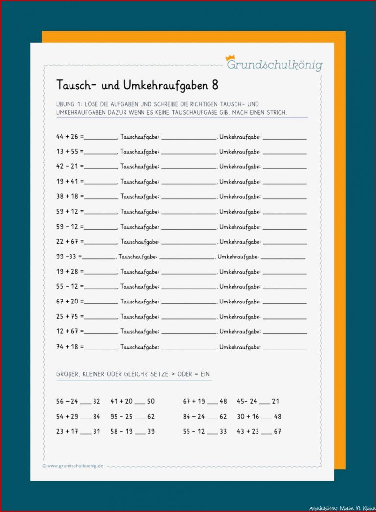 Tausch Und Umkehraufgaben