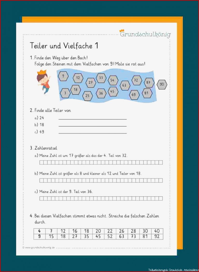 Teilbarkeitsregeln Grundschule Arbeitsblätter Worksheets