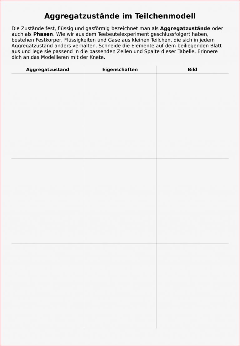 Teilchenmodell Arbeitsblatt James Simmons Grundschule