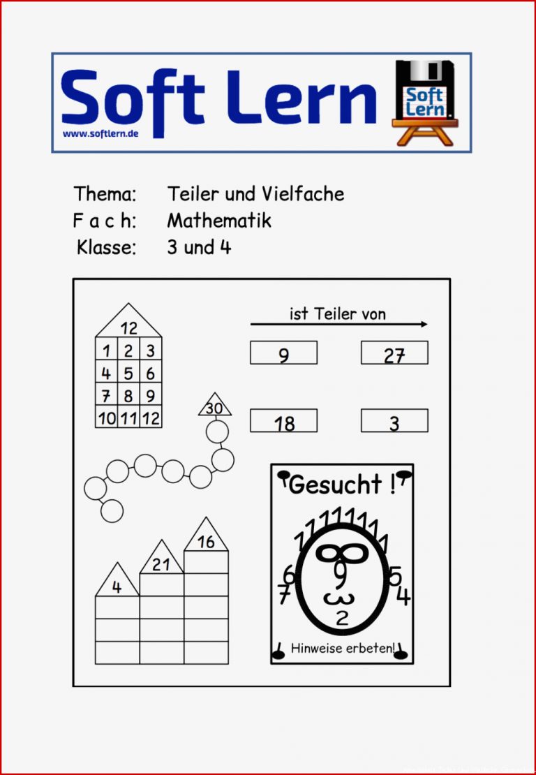 Teiler Und Vielfache – Unterrichtsmaterial Im Fach