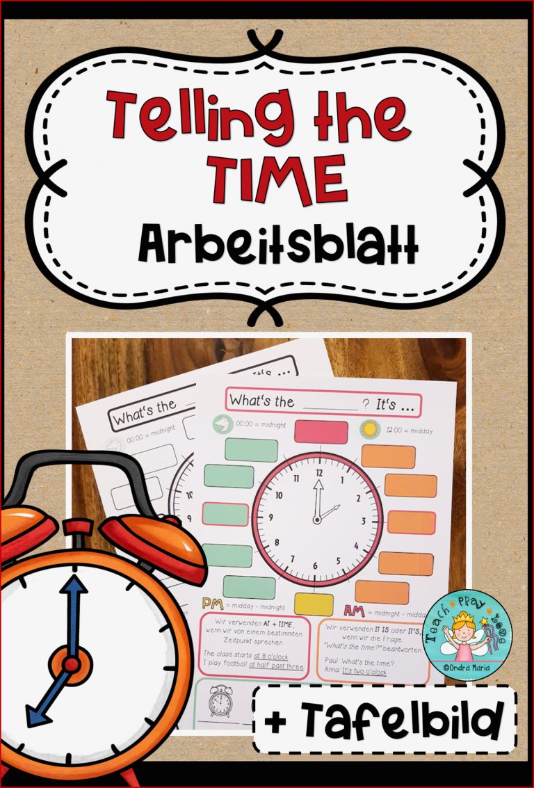 Telling the time Arbeitsblatt Tafelbild