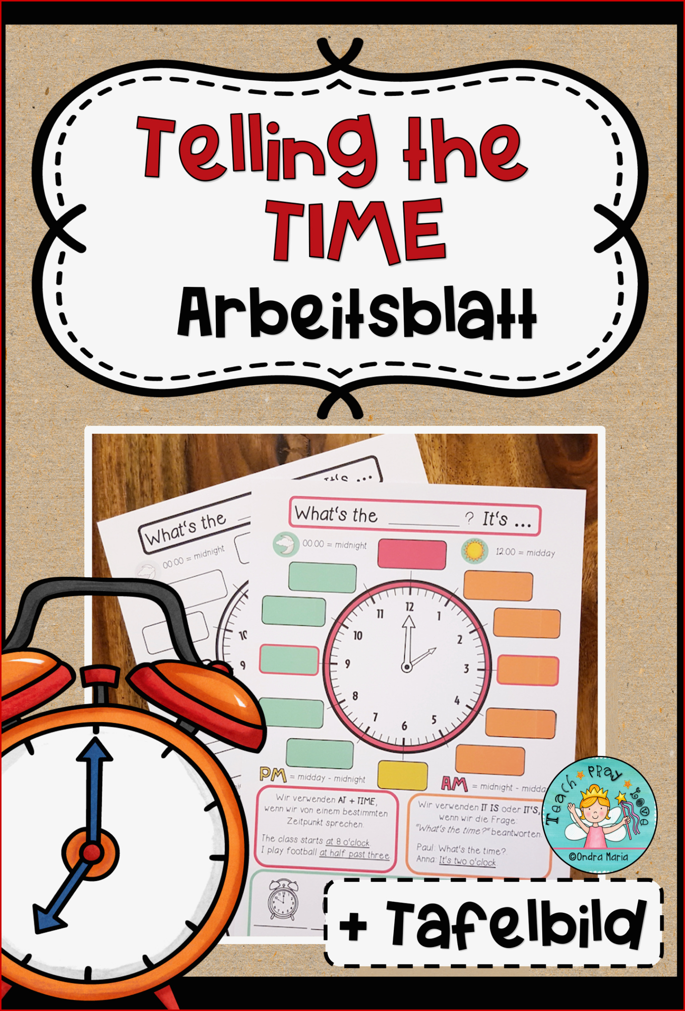 Telling the Time Arbeitsblatt Tafelbild