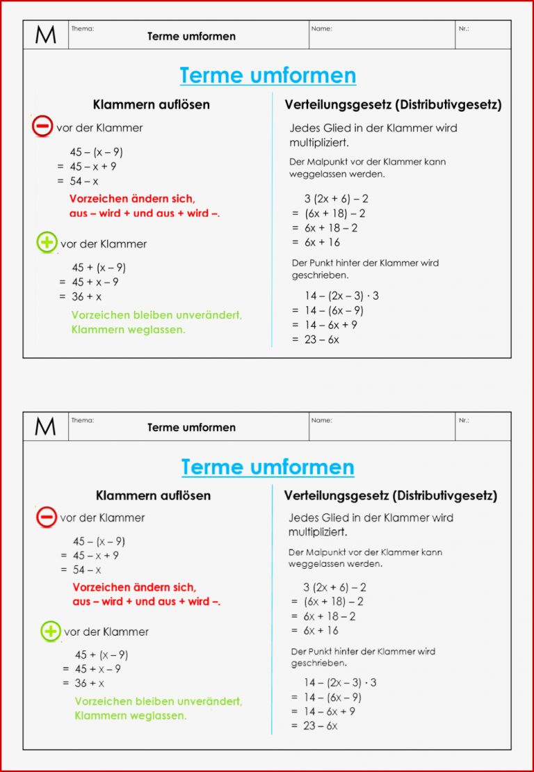 Terme Gleichungen Bruchgleichungen – Unterrichtsmaterial