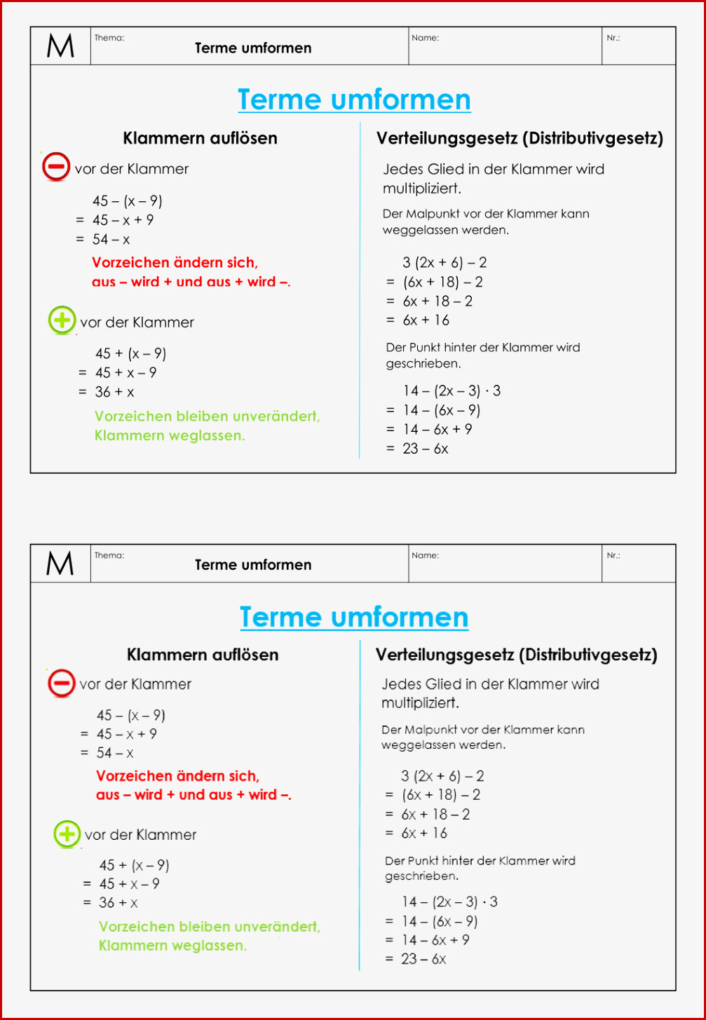 Terme Gleichungen Bruchgleichungen – Unterrichtsmaterial