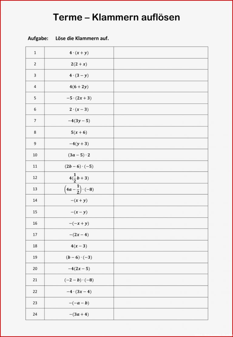 Terme Klammern Auflösen – Unterrichtsmaterial Im Fach