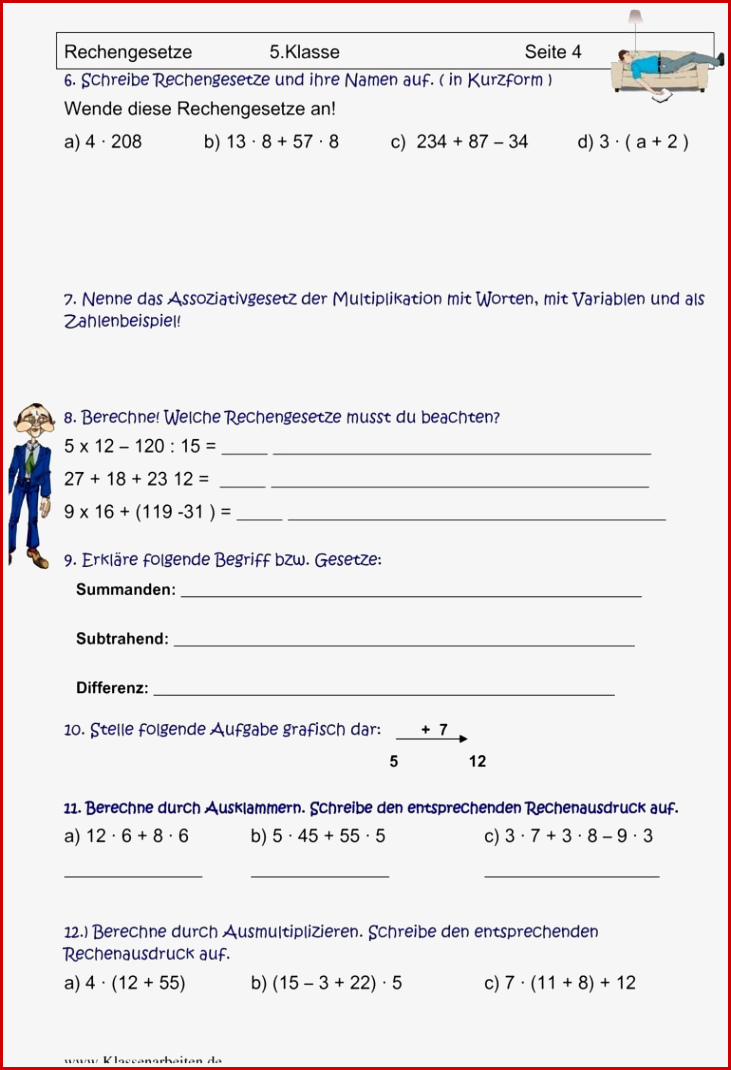 Terme Mathematik 5 Klasse Arbeitsblätter Zum Ausdrucken