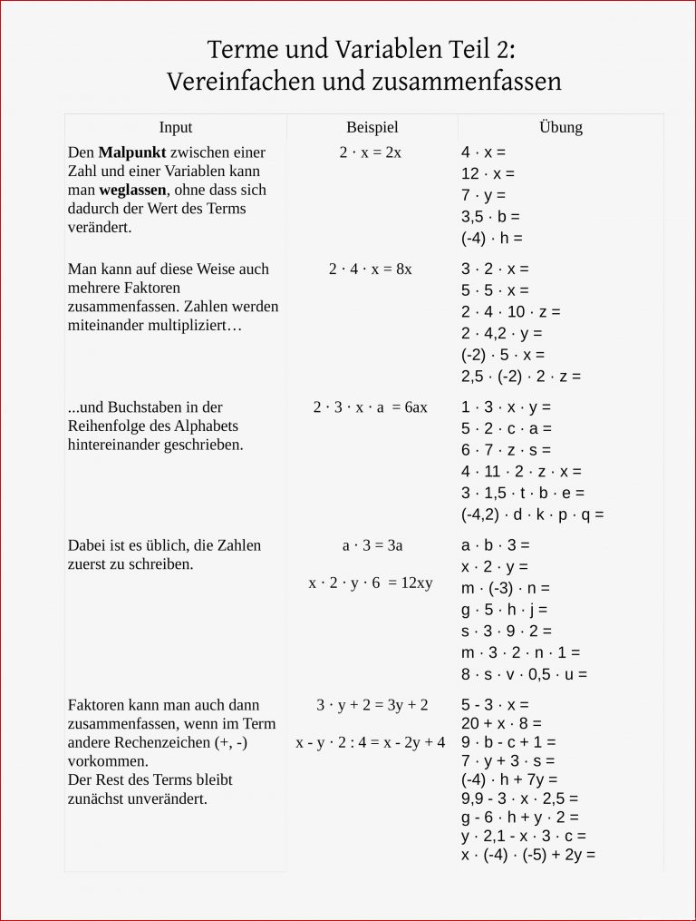 Terme mathematik 5 klasse arbeitsblätter zum ausdrucken