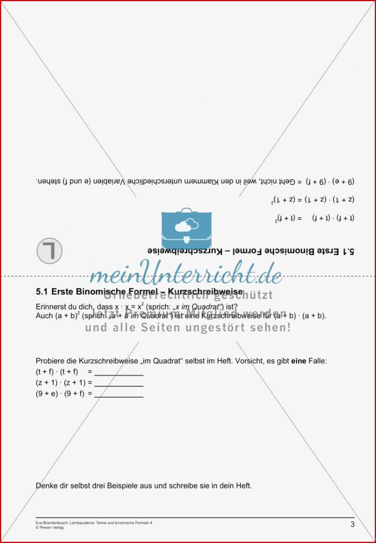 Terme Und Binomische formeln Meinunterricht