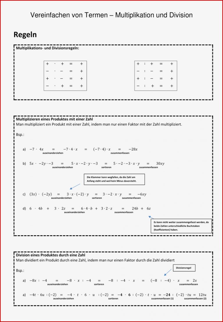 Terme Vereinfachen Arbeitsblatt Klasse 8 David Song