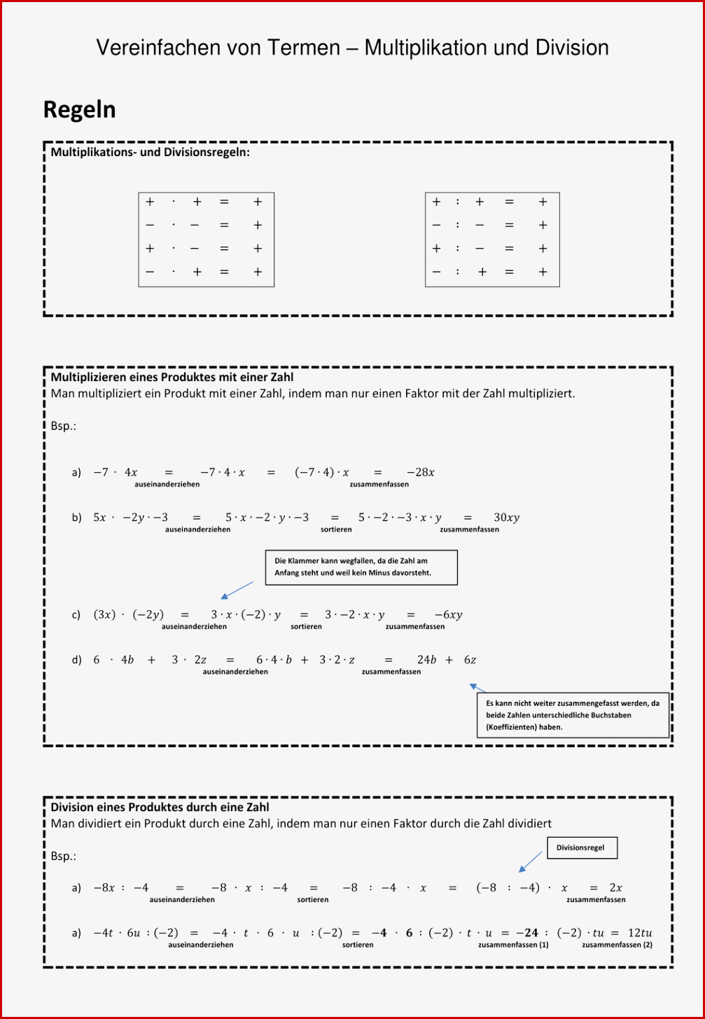 Terme Vereinfachen Arbeitsblatt Klasse 8 David song