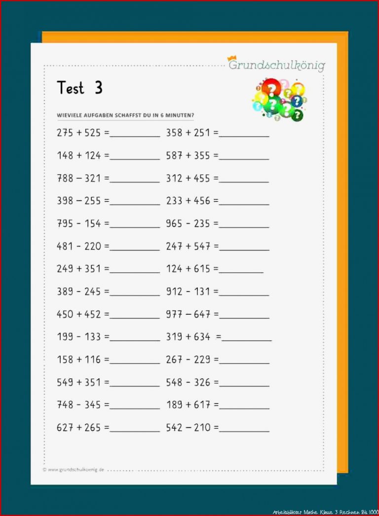 Teste Dein Wissen Ad Ren Subtrahieren Im Zahlenraum 1000