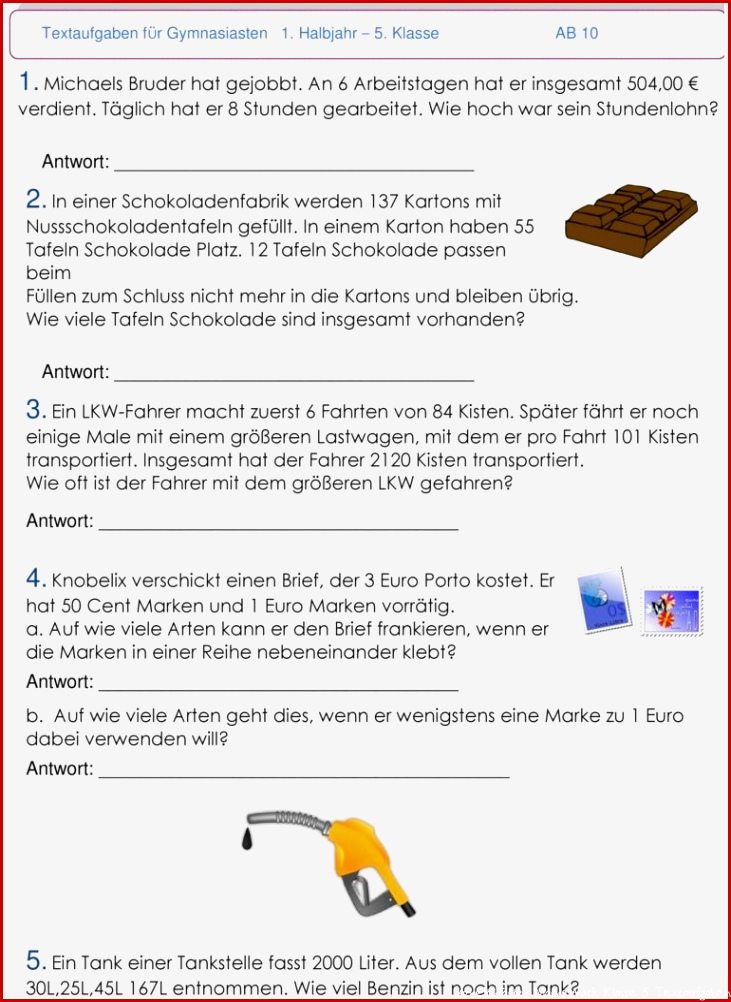 Textaufgaben 5 Klasse Arbeitsblätter Worksheets