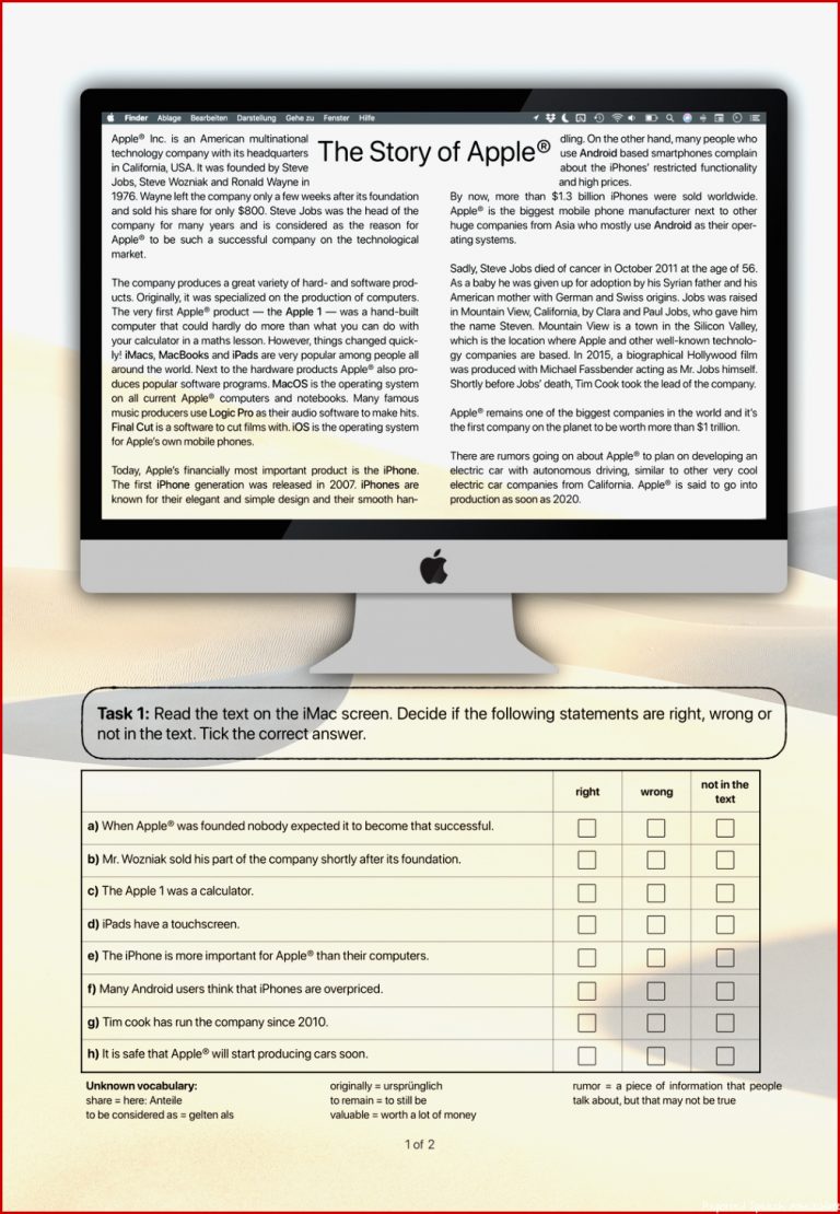 The Story of Apple Reading & Reported Speech