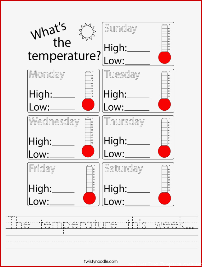 The temperature this week Worksheet