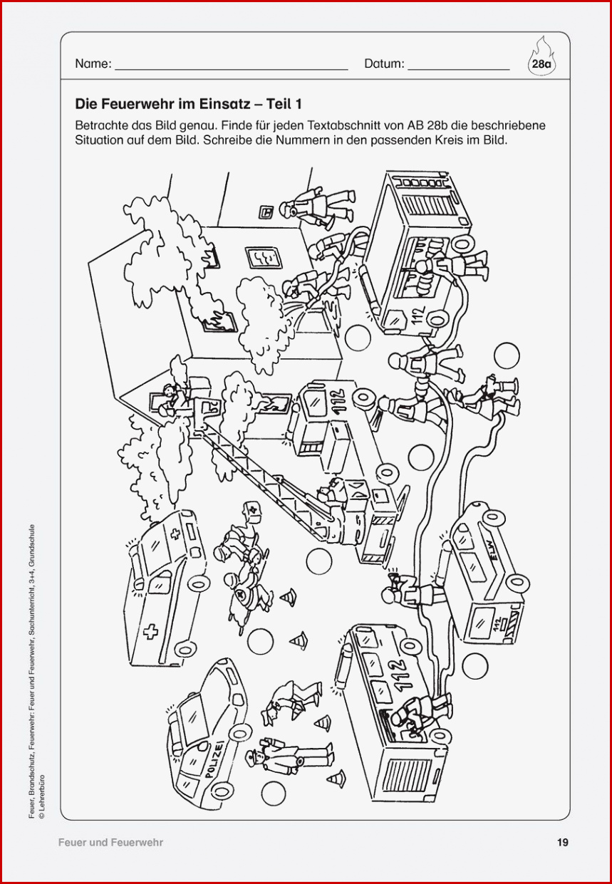 Thema Feuerwehr Im Kindergarten Arbeitsblätter Worksheets