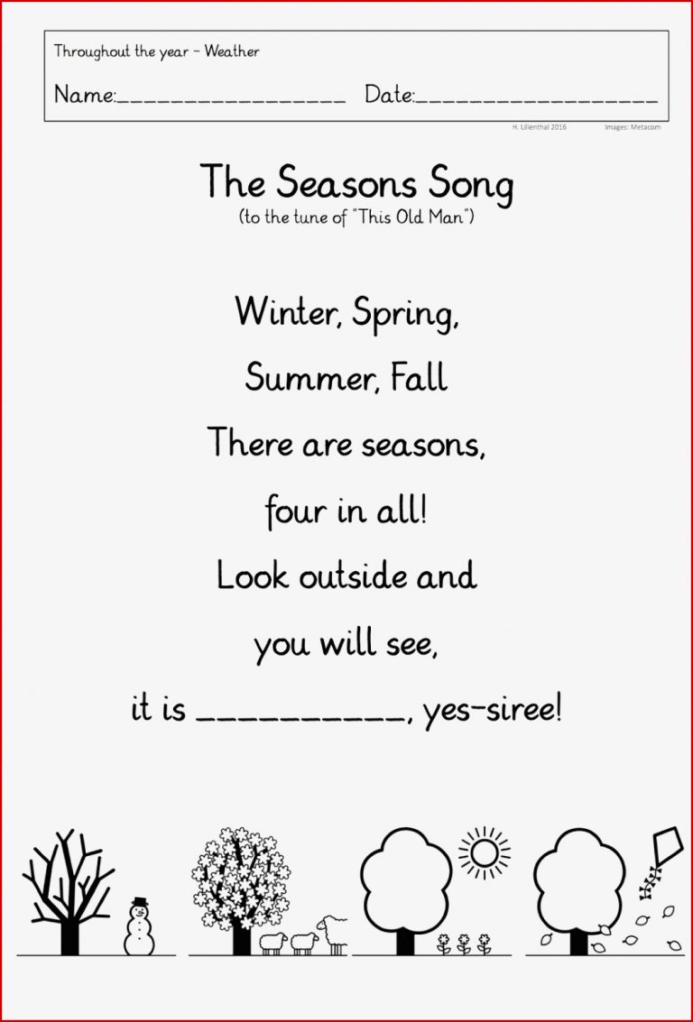Throughout the year – Jahreszeiten usw in einer Englisch