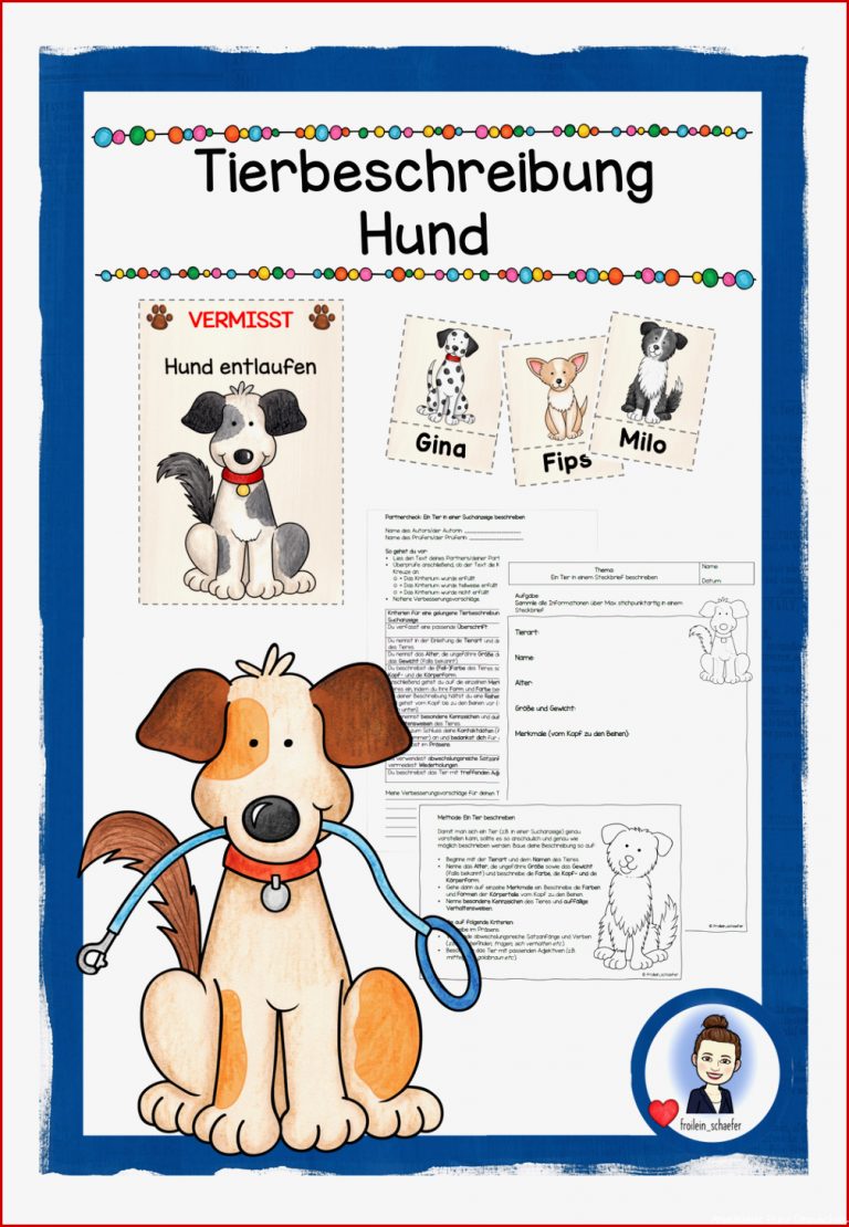 Tierbeschreibung Suchanzeige Hund – Unterrichtsmaterial im