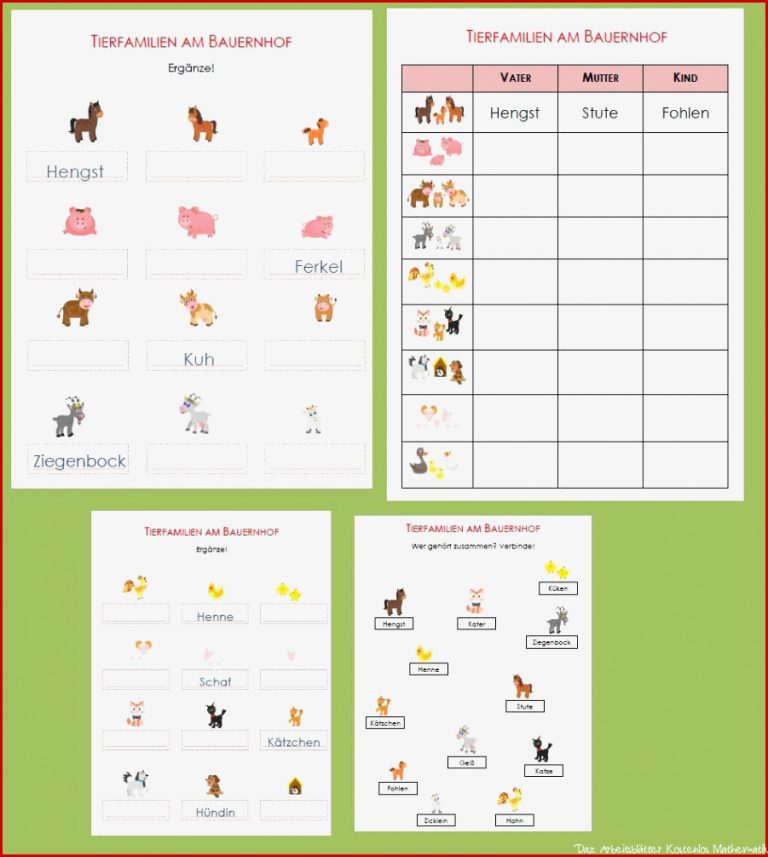 Tierfamilie Arbeitsblätter Spielend Leicht Lernen