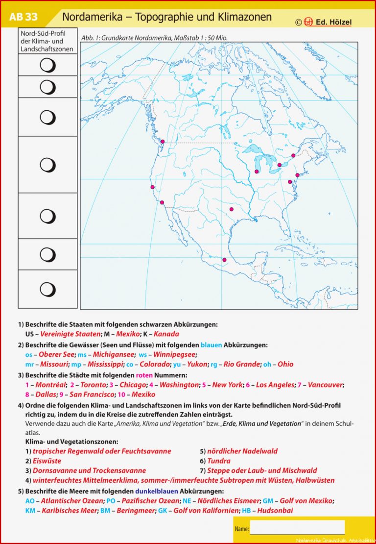 Topographie Nordamerika Arbeitsblätter Worksheets