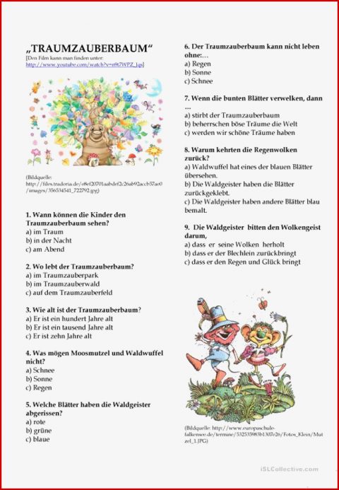 Traumzauberbaum Arbeitsblatt Kostenlose Daf Arbeitsblätter