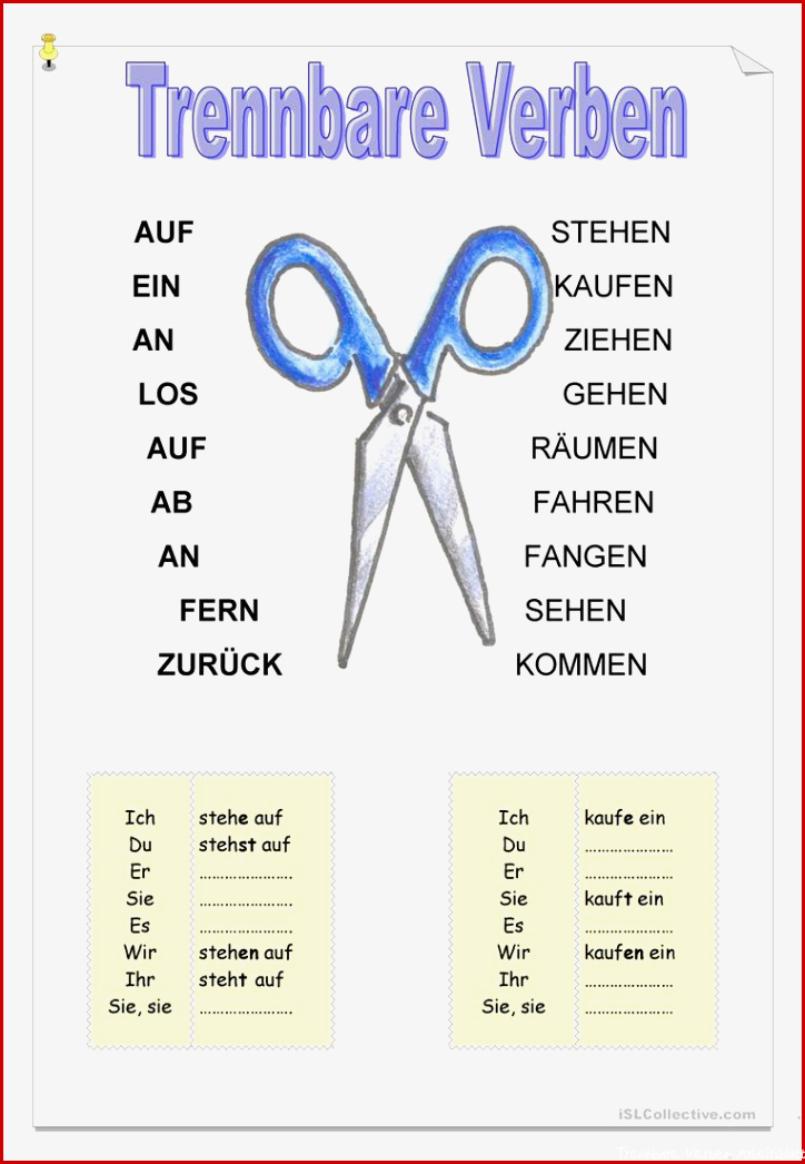 Trennbare Verben Deutsch Daf Arbeitsblatter