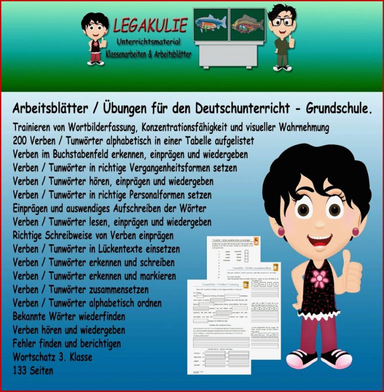 Tunwörter / Verben 3.Klasse Arbeitsblatt Grundschule PDF in Bayern ...