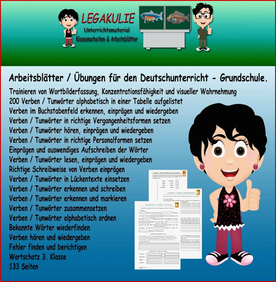 TunwÃ¶rter / Verben 3.klasse Arbeitsblatt Grundschule Pdf In Bayern ...