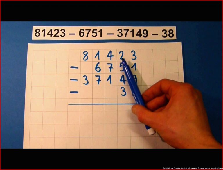 Tutorial Schriftliche Subtraktion Mit Mehreren Zahlen