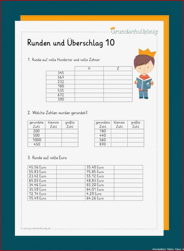 überschlag Klasse 4 Arbeitsblätter Worksheets