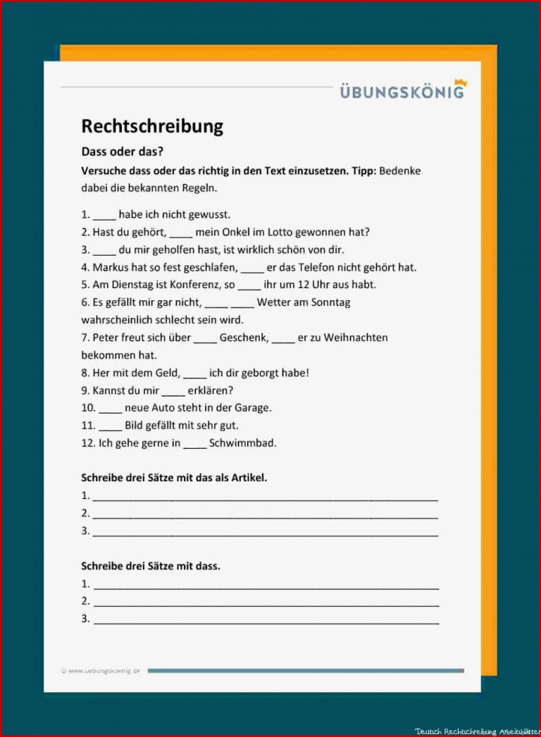 übungen Dass Das Arbeitsblätter Gymnasium Worksheets