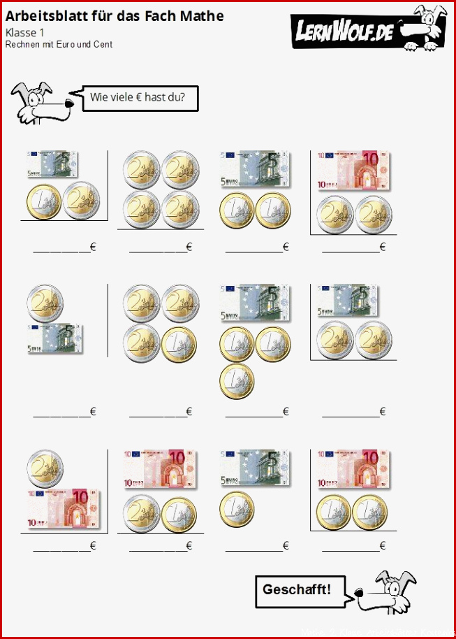 Übungen Mathe Klasse 1 kostenlos zum Download lernwolf