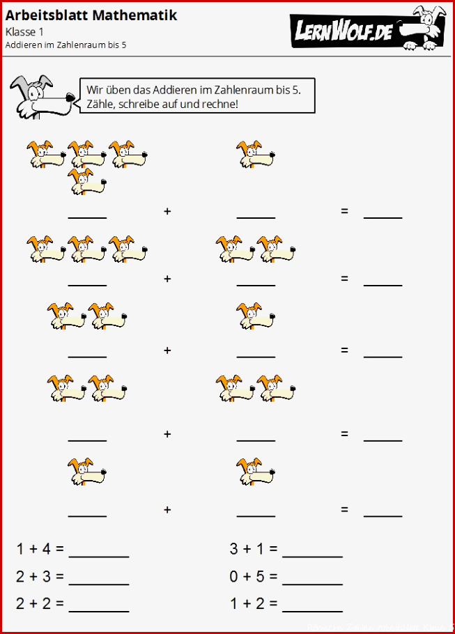 Übungen Mathe Klasse 1 kostenlos zum Download lernwolf