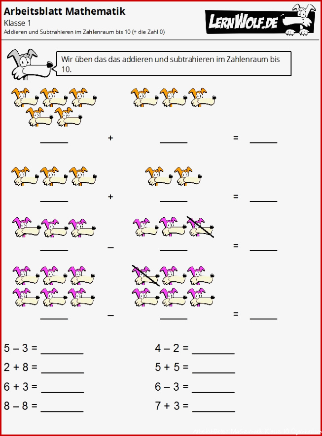 Übungen Mathe Klasse 1 kostenlos zum Download - lernwolf.de