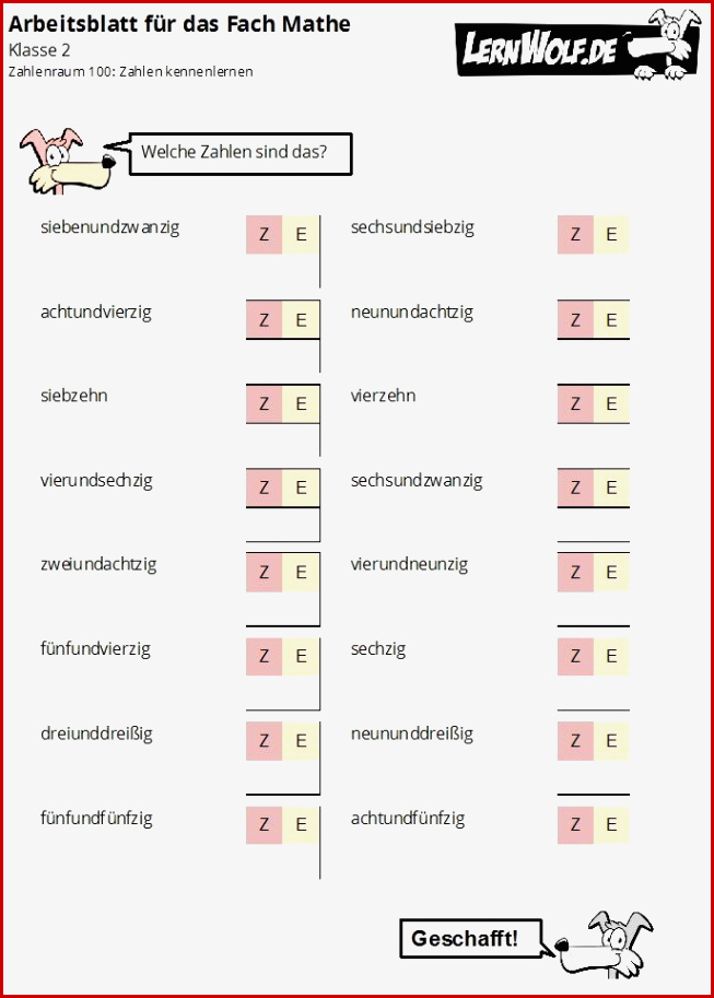 Übungen Mathe Klasse 2 Kostenlos Zum Download Lernwolf