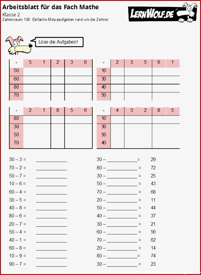 Übungen Mathe Klasse 2 kostenlos zum Download - lernwolf.de ...