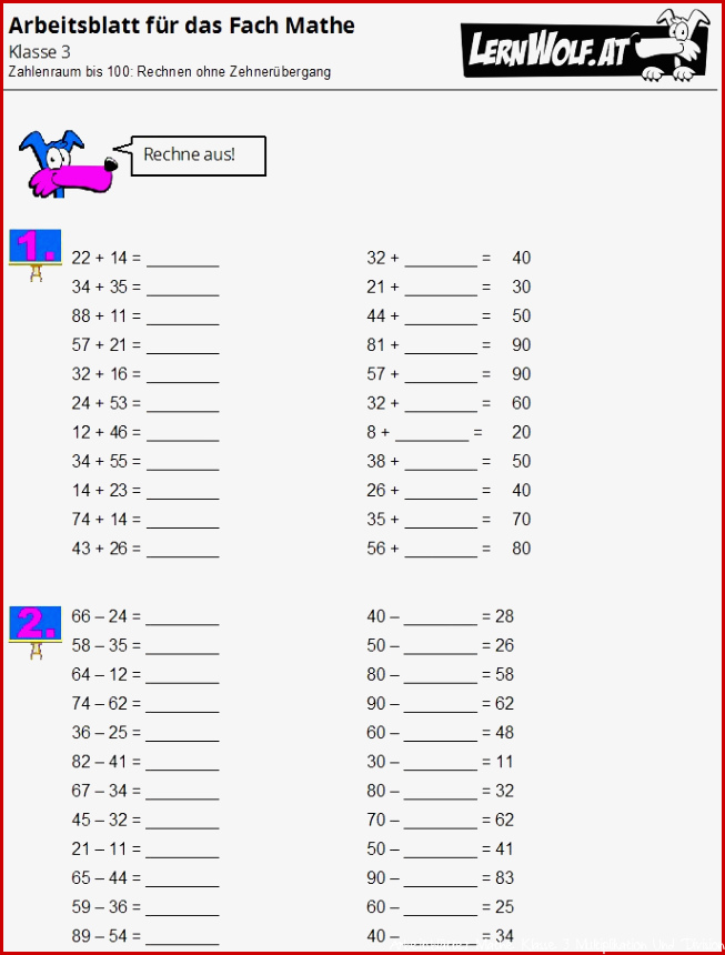 Übungen Mathe Klasse 3 kostenlos zum Download - lernwolf.at