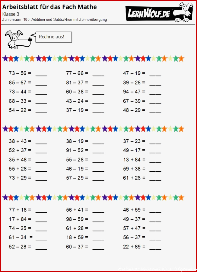 Übungen Mathe Klasse 3 kostenlos zum Download - lernwolf.de