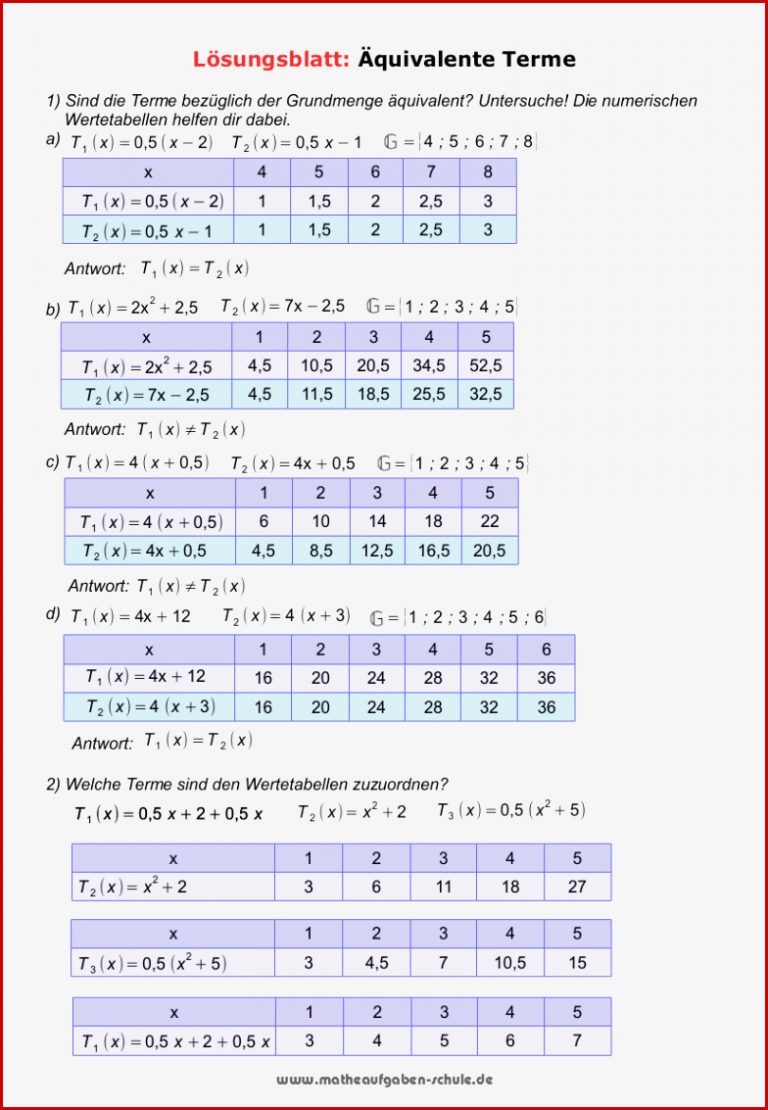 Übungsaufgaben Mathe 6 Klasse